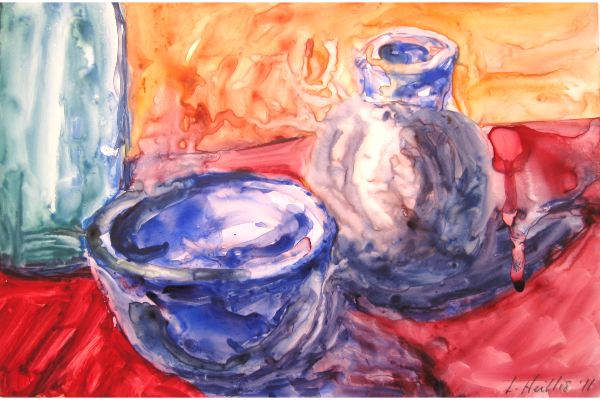 Red Still Life, gouache and watercolour on Yupo, 11x7 in.